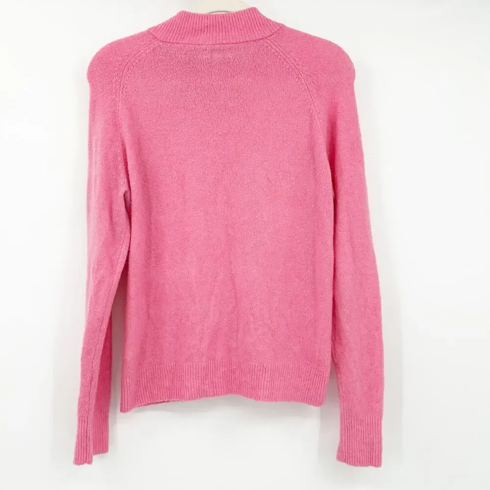 J. Crew Womens Fall Barbiecore Button Extra‎ Soft Yarn Wool Blend Sweater Size S